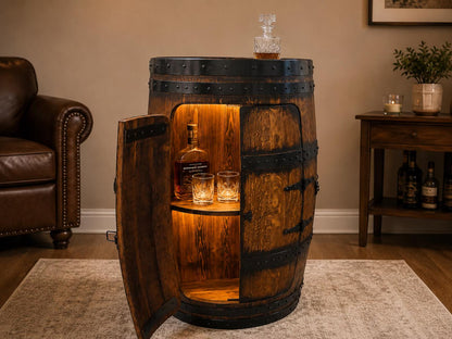 The Reserve — Half Barrel Whiskey Cabinet