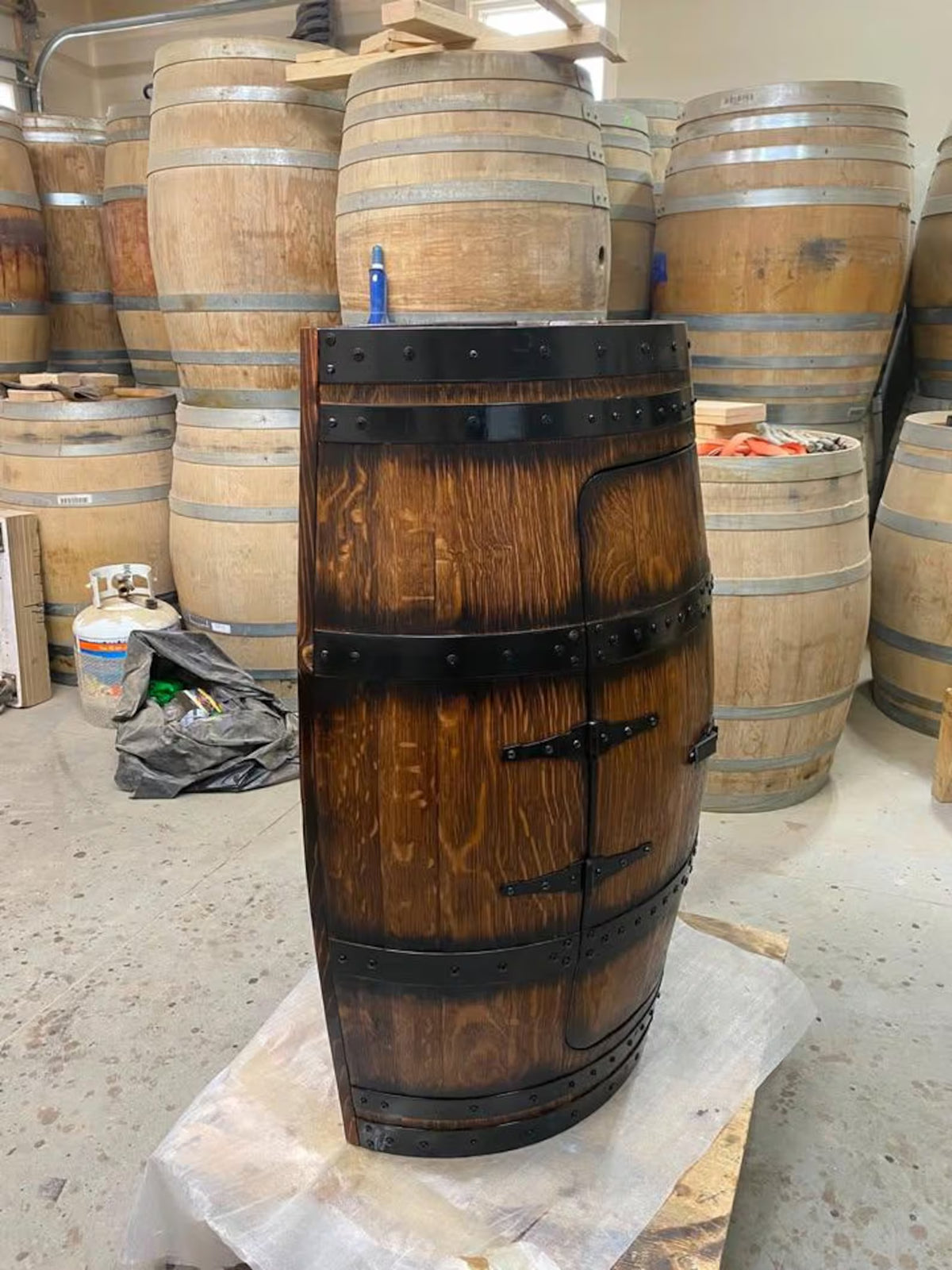 The Reserve — Half Barrel Whiskey Cabinet