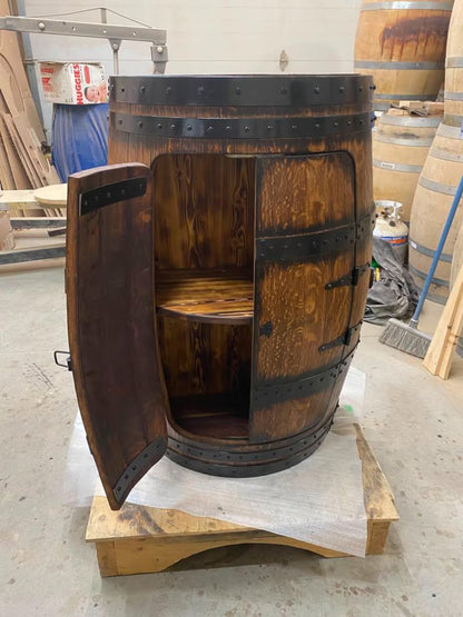 The Reserve — Half Barrel Whiskey Cabinet